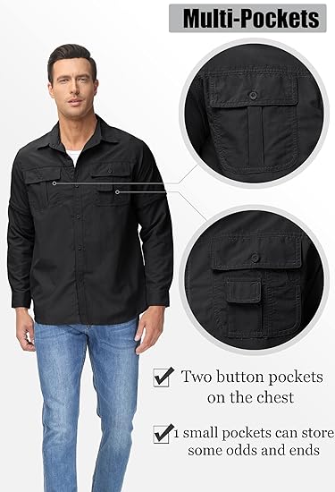 Men Breathable Quick Dry UV Protection Solid Sleeve Shirt - Image 3
